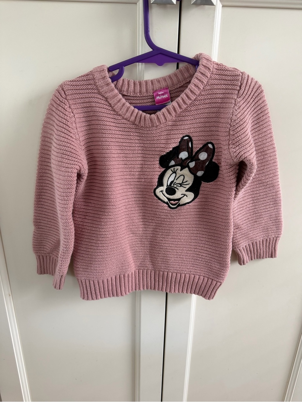 Pink Minnie Mouse Knit Sweater 4t